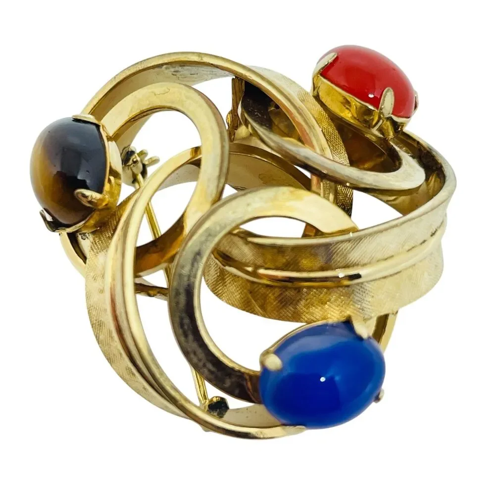 Vintage 1/20 12k gold filled gemstone designer brooch